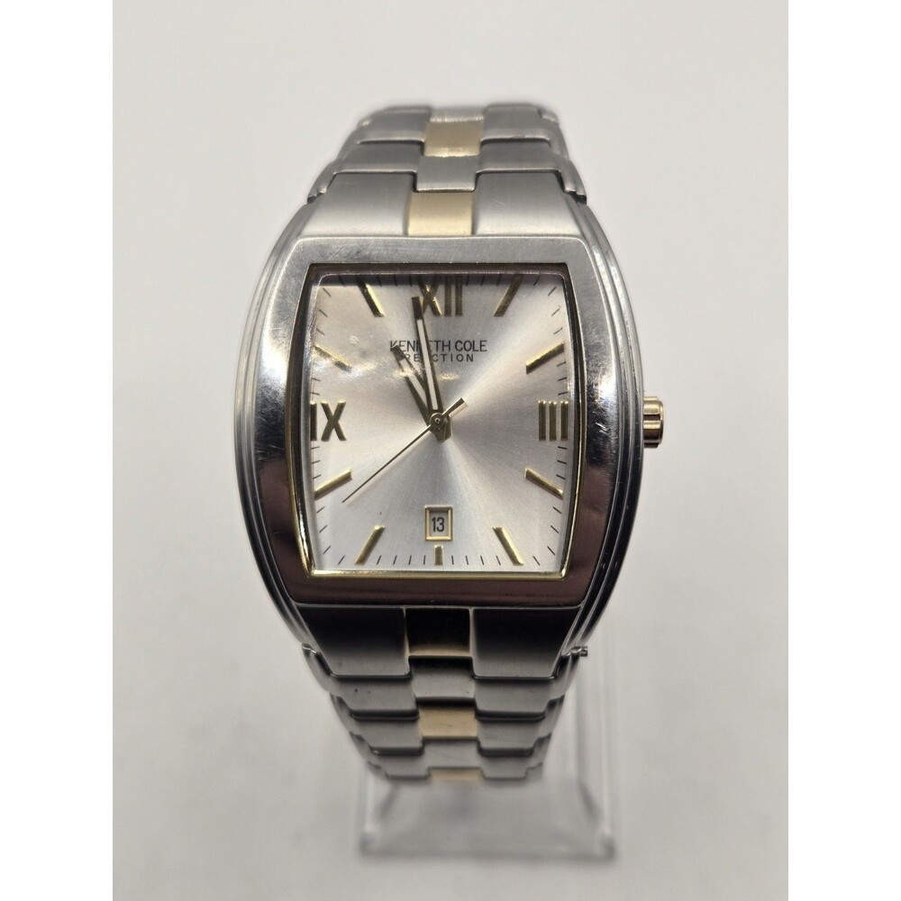 Kenneth Cole KC3640 Men's Two Tone Stainless Steel Watch. 8.5" Band. New Battery